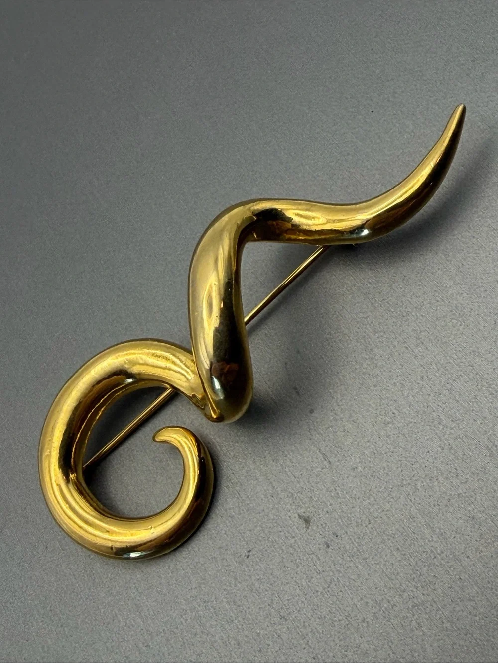 Gold-tone Serpent Abstract Brooch Pin
